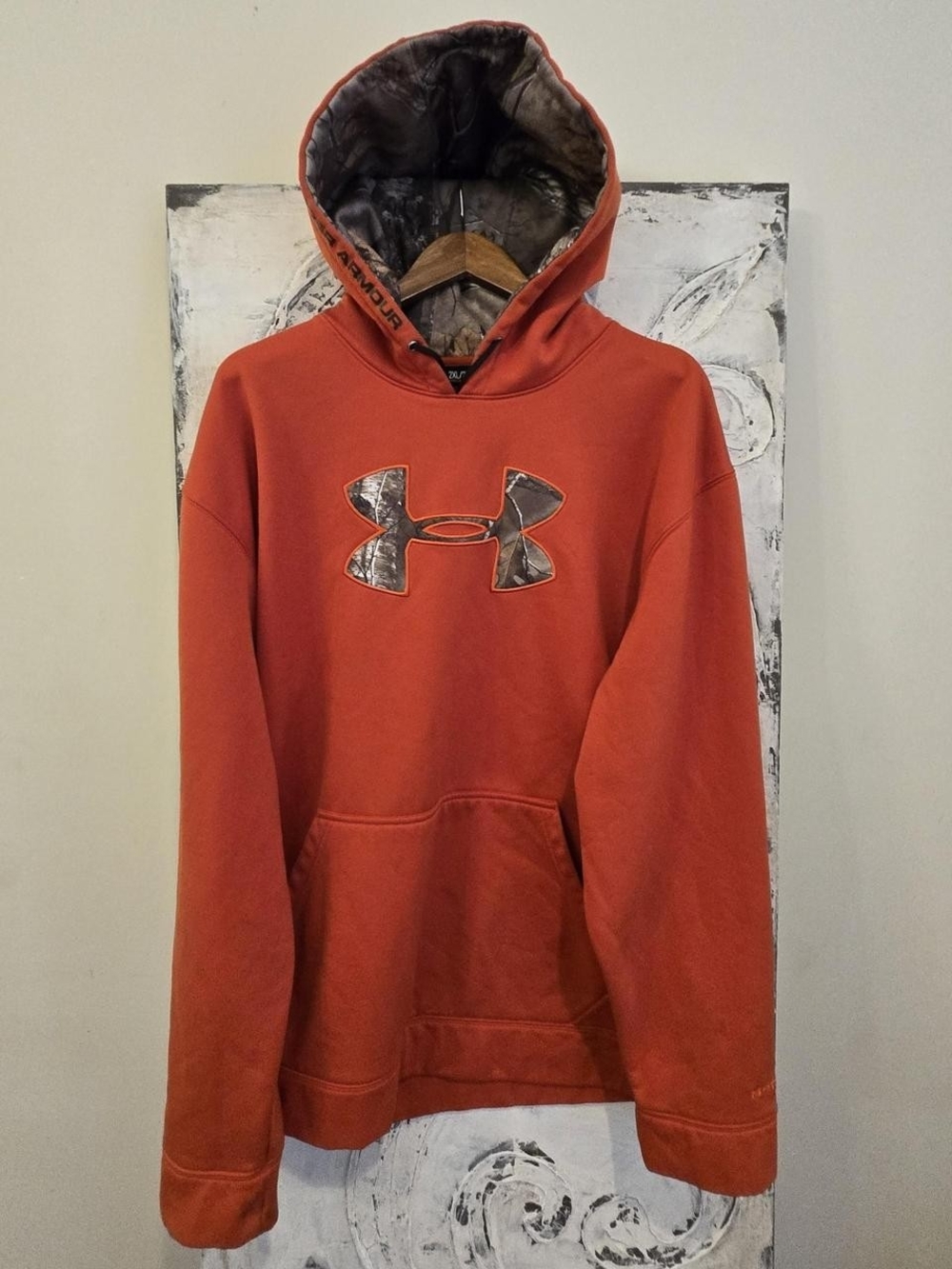 Under Armour Men’s Orange Hoodie with Camo Logo Accent